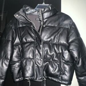 Love Tree Pleather Black Quilted Jacket